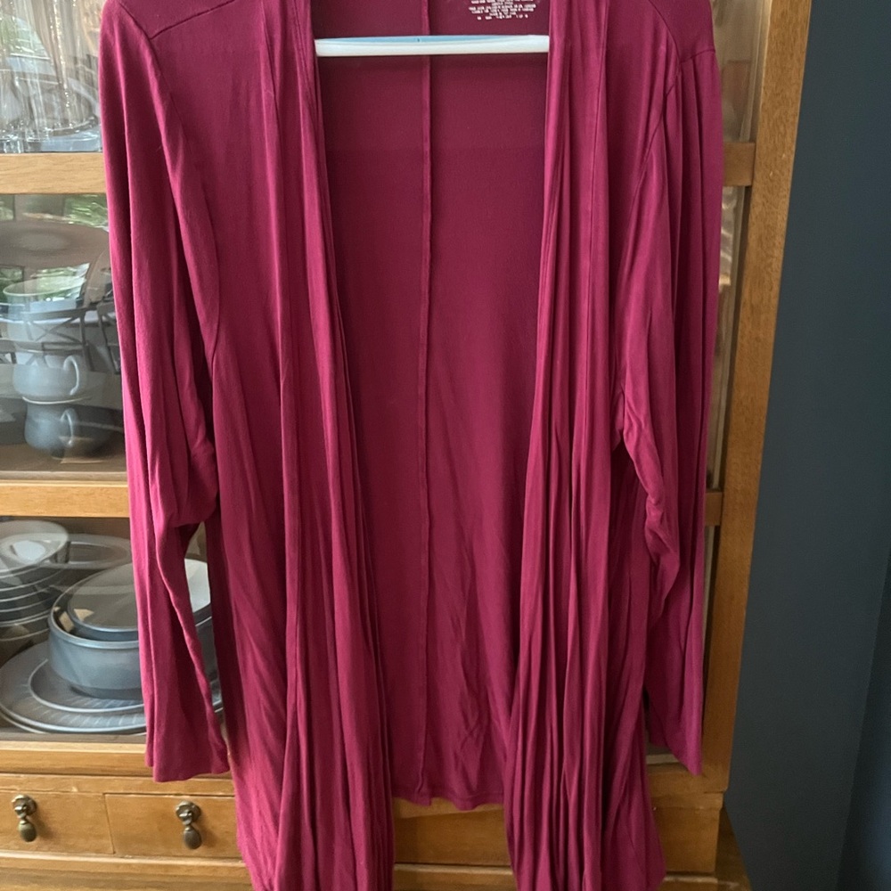 Lane Bryant Burgundy Open Front Cardigan